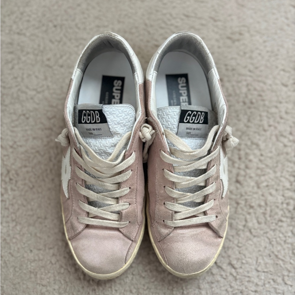 Golden Goose Super Star Pink Suede Sneakers Sz 38 - Picture 2 of 6